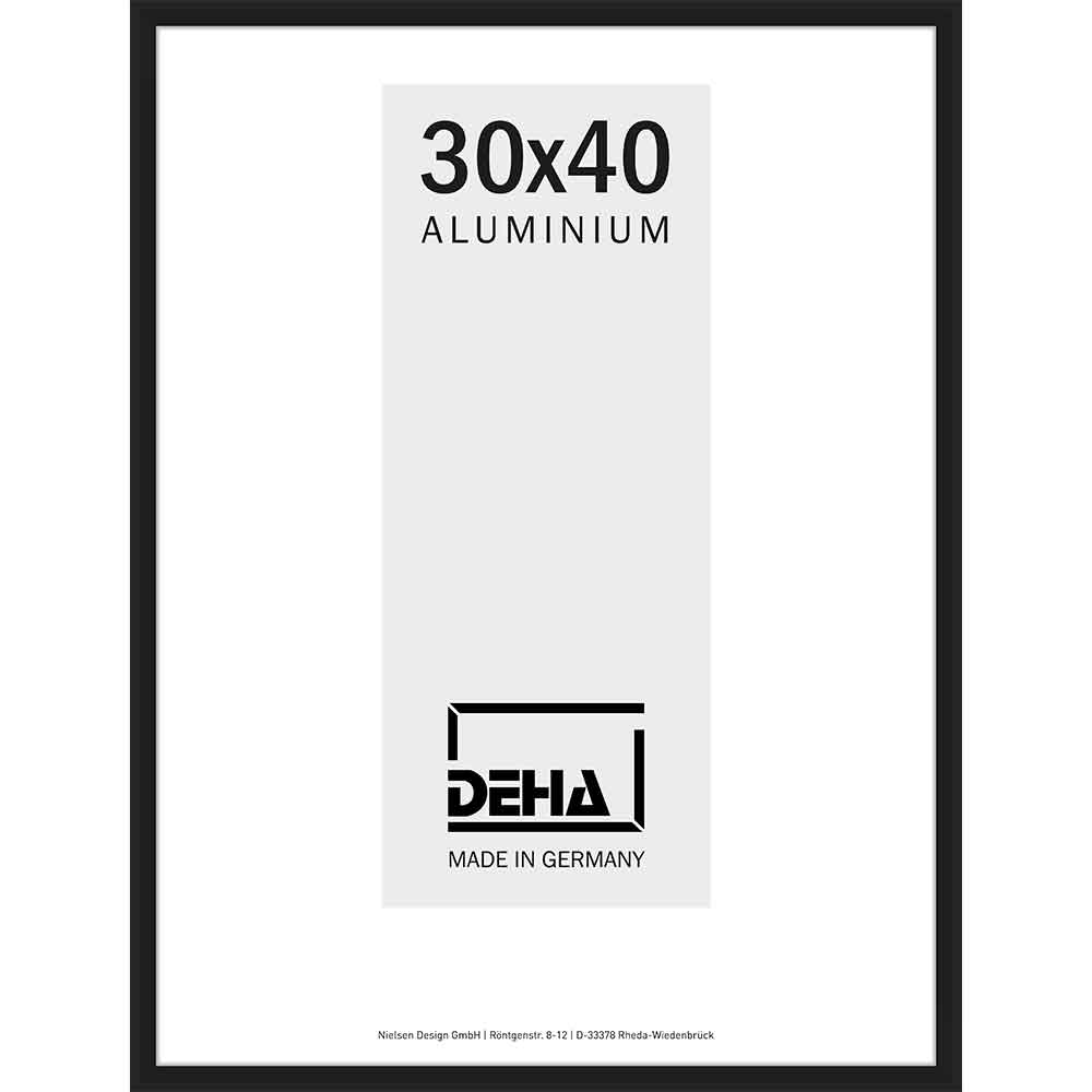 Lijst van aluminium Mizar 30x40 cm | zwart, mat | ClearColour UV60 ontspiegeld