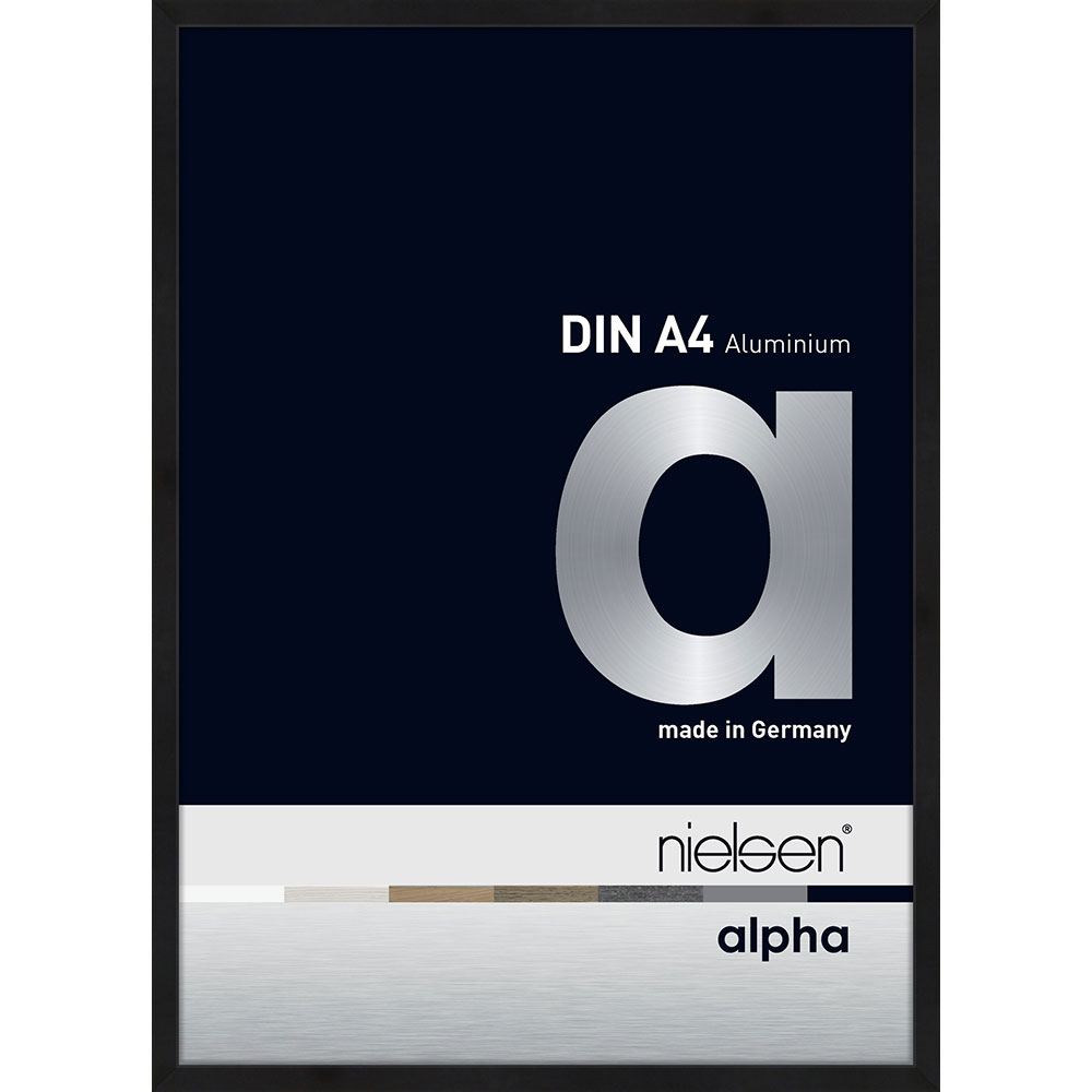 Lijst van aluminium Alpha 21x29,7 cm (A4) | zwart, mat, geanodiseerd | normaal glas